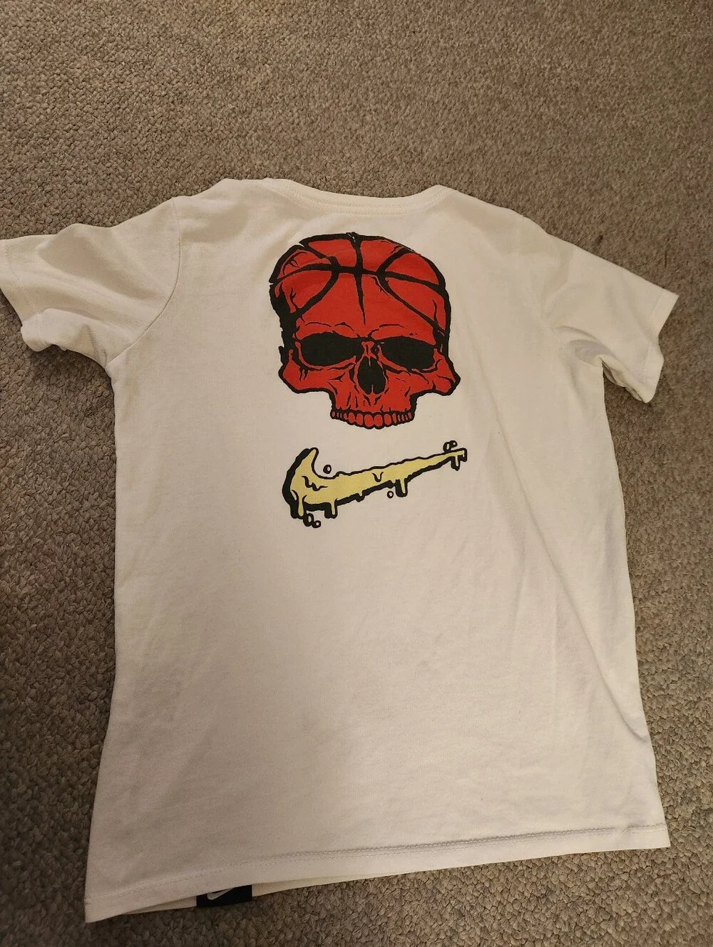 Nike Kids' White Short Sleeve Tee with Yellow Chest Graphic